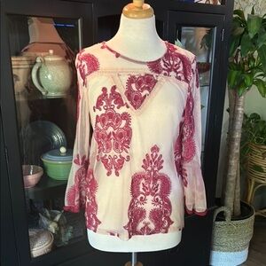 MINKPINK Sheer Embroidered Mesh Top - Size Small